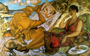 Täuschung der Frau, mit Selbstporträt Porträt von Maryla Grossmanowa